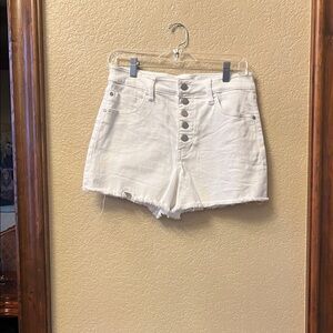 Liverpool White Button-Fly Jean Shorts